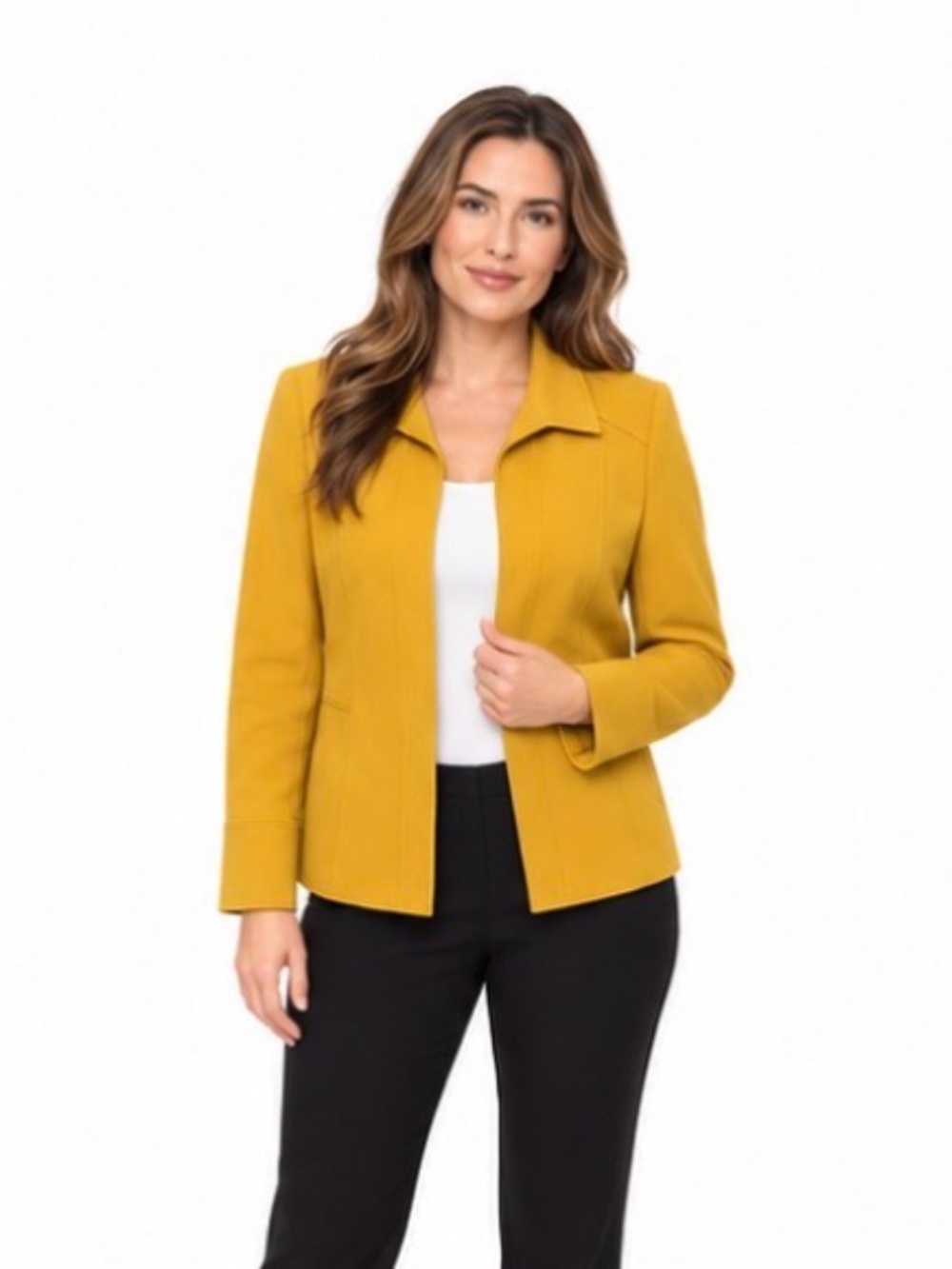 Mustard Yellow Women's Open-Front Jacket